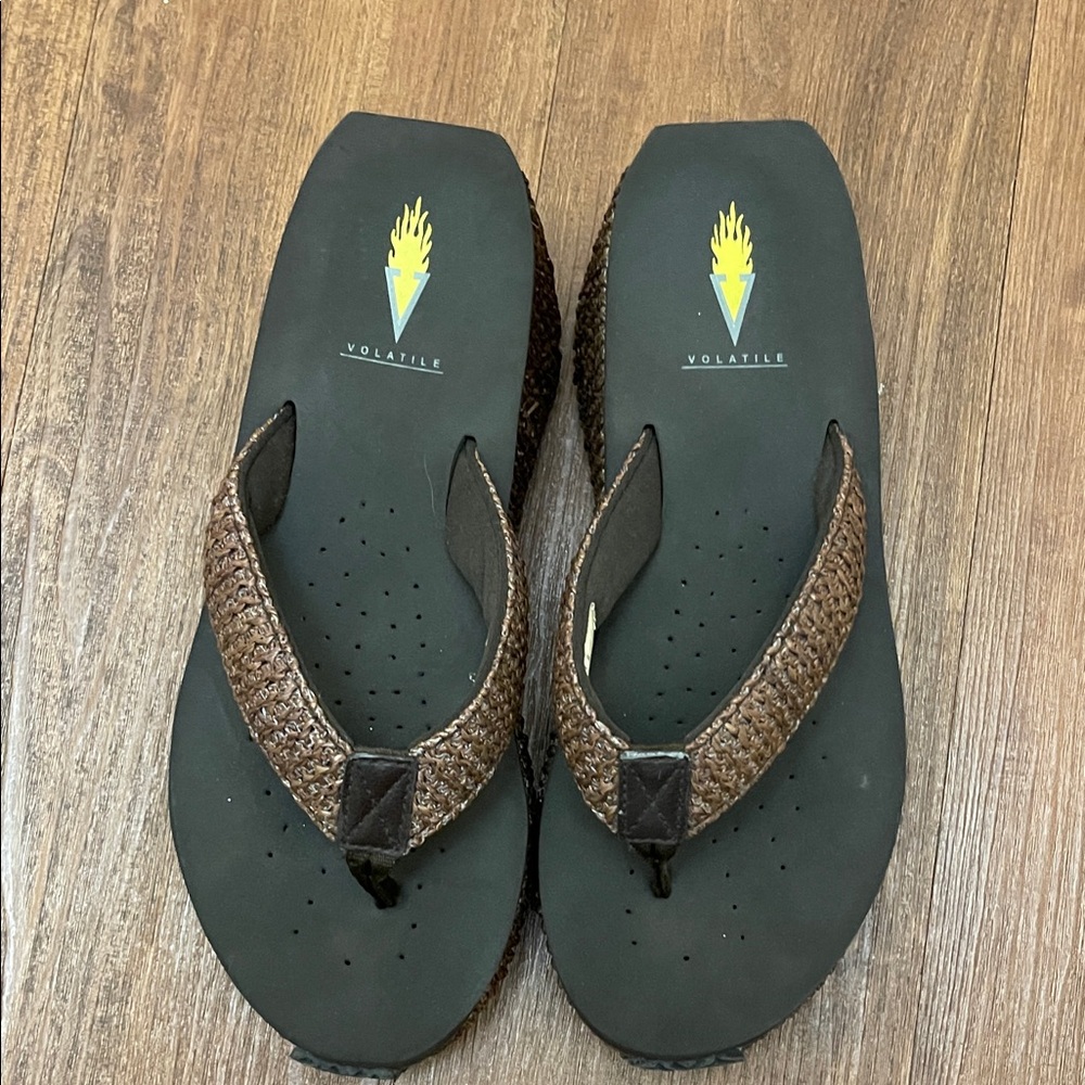 Volatile Woven Brown and Black Sandals